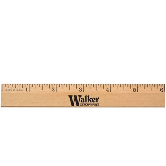 6 in. Clear Lacquer Beveled Wood Ruler - Sample