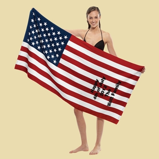 Picture of Stock Fiber Reactive Print US Flag Beach Towels