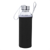 18 Oz. Aqua Pure Glass Bottle w/ Black Neoprene Sleeve