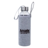 18 Oz. Aqua Pure Glass Bottle w/ Gray Neoprene Sleeve