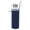 18 Oz. Aqua Pure Glass Bottle w/ Navy Neoprene Sleeve