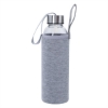 18 Oz. Aqua Pure Glass Bottle w/ Gray Neoprene Sleeve