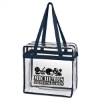 Clear Tote Bag With Zipper-Navy Blue