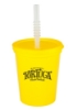 16 oz. Plastic Stadium Cups with Lid and Straw Yellow
