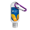 1.9 oz. Clear Sanitizer in Clear Bottle with Carabiner Purple