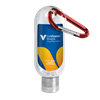 1.9 oz. Clear Sanitizer in Clear Bottle with Carabiner Red
