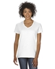 Gildan Ladies Heavy Cotton 100% Cotton V-Neck T-Shirt White