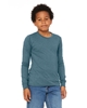 Bella + Canvas Youth Jersey Long-Sleeve T-Shirts Heather Deep Teal