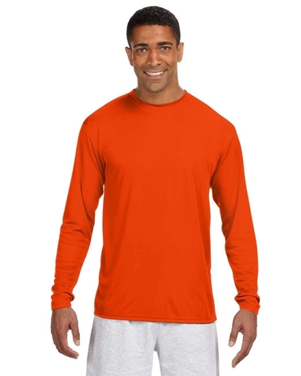 A4 Men's Cooling Performance Long Sleeve T-Shirts Athletic Orange