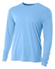 A4 Youth Long Sleeve Cooling Performance Crew Shirts Light Blue
