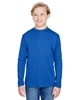 A4 Youth Long Sleeve Cooling Performance Crew Shirts Royal