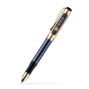 Twist Action Solid Brass Ballpoint Pen Satin Gold/Blue Matte