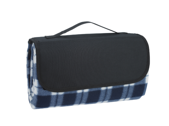 Roll-Up Picnic Blanket Blue/White Plaid