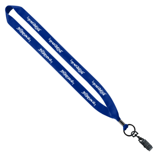 3/4" Polyester Lanyard with Metal Crimp & Bulldog Clip Royal Blue