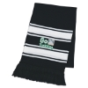 Custom Logo Two-Tone Knit Scarf with Fringe Black