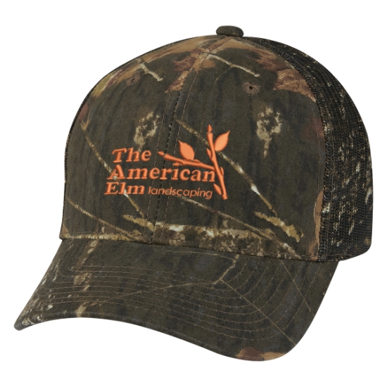 Custom Logo Hunter's Retreat Mesh Back Camouflage Cap Mossy Oak