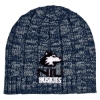 Custom Logo Knit Heathered Beanie Cap Navy Blue