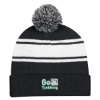 Custom Logo Two-Tone Knit Pom Beanie with Cuff Black