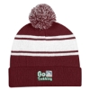 Custom Logo Two-Tone Knit Pom Beanie with Cuff Burgundy