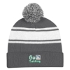 Custom Logo Two-Tone Knit Pom Beanie with Cuff Gray