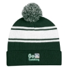 Custom Logo Two-Tone Knit Pom Beanie with Cuff Forest Green