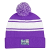 Custom Logo Two-Tone Knit Pom Beanie with Cuff Purple