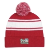 Custom Logo Two-Tone Knit Pom Beanie with Cuff Red