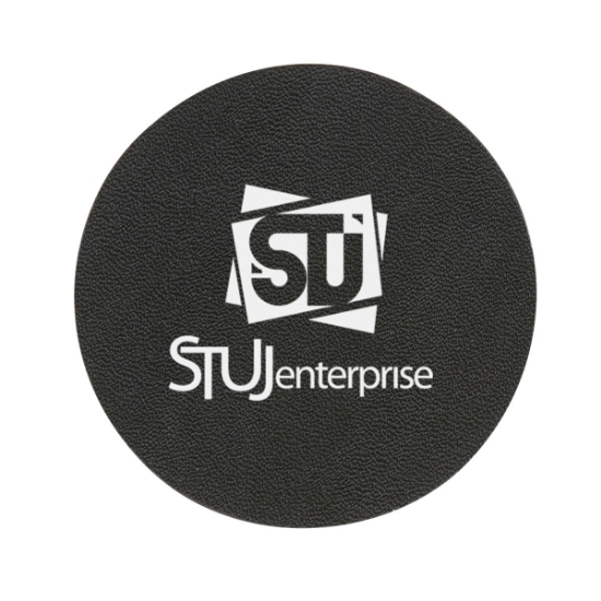 Custom Logo Bonded Leather Coaster - Debossed Black