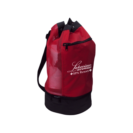 Custom Logo Beach Bag with Insulated Lower Compartment Red