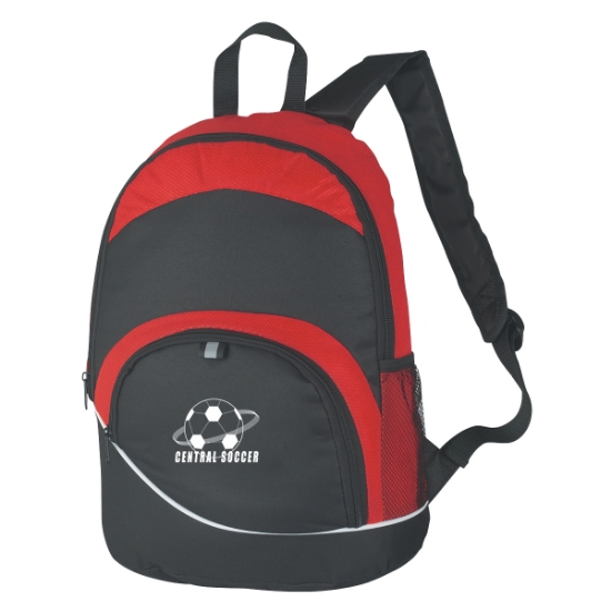 Custom Logo Curve Backpack - Embroidered Red With Black