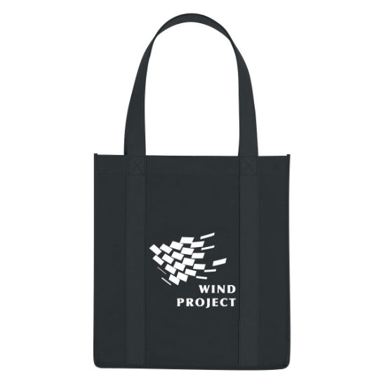 Custom Logo Non-Woven Avenue Shopper Tote Bag Black