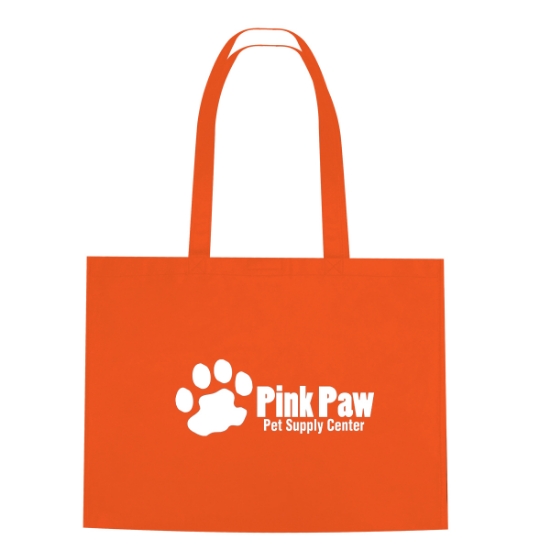 Custom Logo Non-Woven Shopper Tote with Hook and Loop Closure Orange