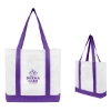 Custom Logo Non-Woven Tote Bag with Trim Colors White With Purple