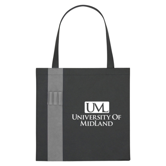 Custom Logo Non-Woven Colony Tote - Silk Screen Black With Gray