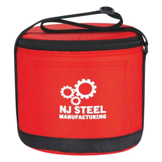 Custom Logo Cans-To-Go Round Kooler Bag - Silk Screen Red