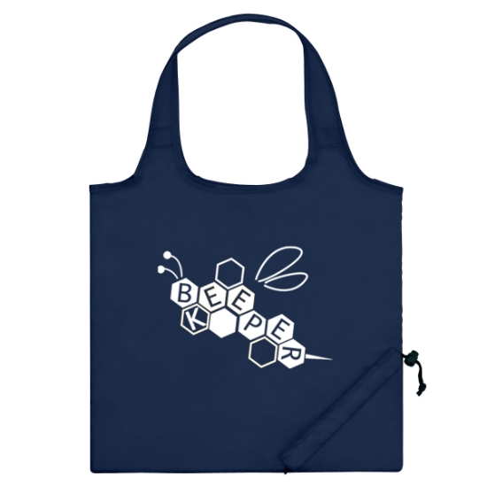 Custom Logo Handy Foldaway Tote Navy Blue