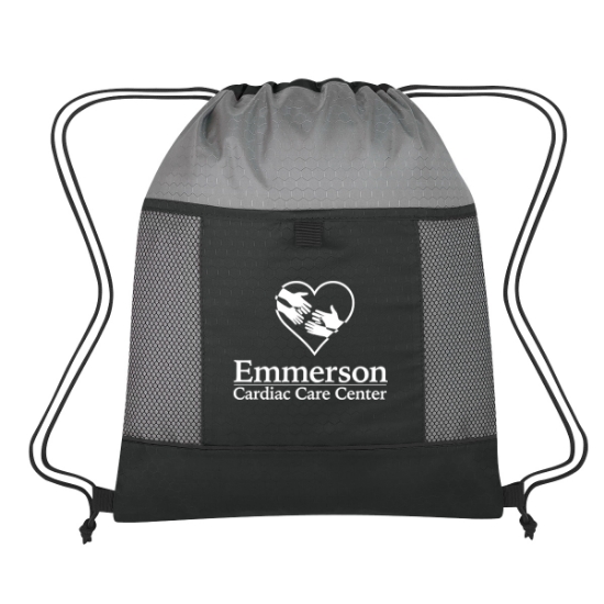 Custom Logo Honeycomb Ripstop Drawstring Bag Black