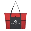 Custom Logo Non-Woven Voyager Zippered Tote Bag - Silk Screen Red With Black