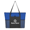 Custom Logo Non-Woven Voyager Zippered Tote Bag - Silk Screen Royal Blue With Black