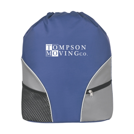 Custom Logo Drawstring Backpack Royal Blue