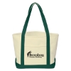 Custom Logo Heavy Cotton Canvas Boat Tote Natural With Forest Green