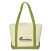 Custom Logo Heavy Cotton Canvas Boat Tote Natural With Lime