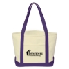 Custom Logo Heavy Cotton Canvas Boat Tote Natural With Purple