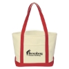 Custom Logo Heavy Cotton Canvas Boat Tote Natural Red