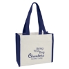 Custom Logo Heavy Cotton Canvas Tote Bag - Embroidered Natural With Navy