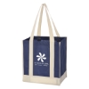 Custom Logo Non-Woven Two-Tone Shopper Tote Bag Navy With Ivory