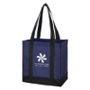 Custom Logo Non-Woven Two-Tone Shopper Tote Bag Royal Blue With Black