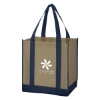 Custom Logo Non-Woven Two-Tone Shopper Tote Bag Tan With Navy