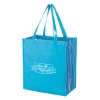 Custom Logo Shiny Laminated Non-woven Tropic Shopper Tote Bag Blue