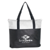 Custom Logo Non-Woven Two-Tone Zippered Tote Bag White With Black